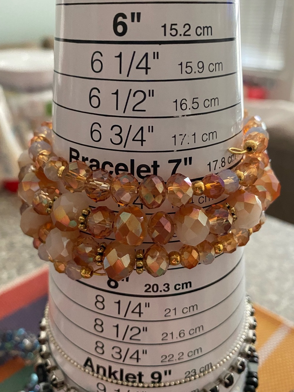 Gold and Cream Faceted Bead Wrap Bracelet - Picture 4 of 5